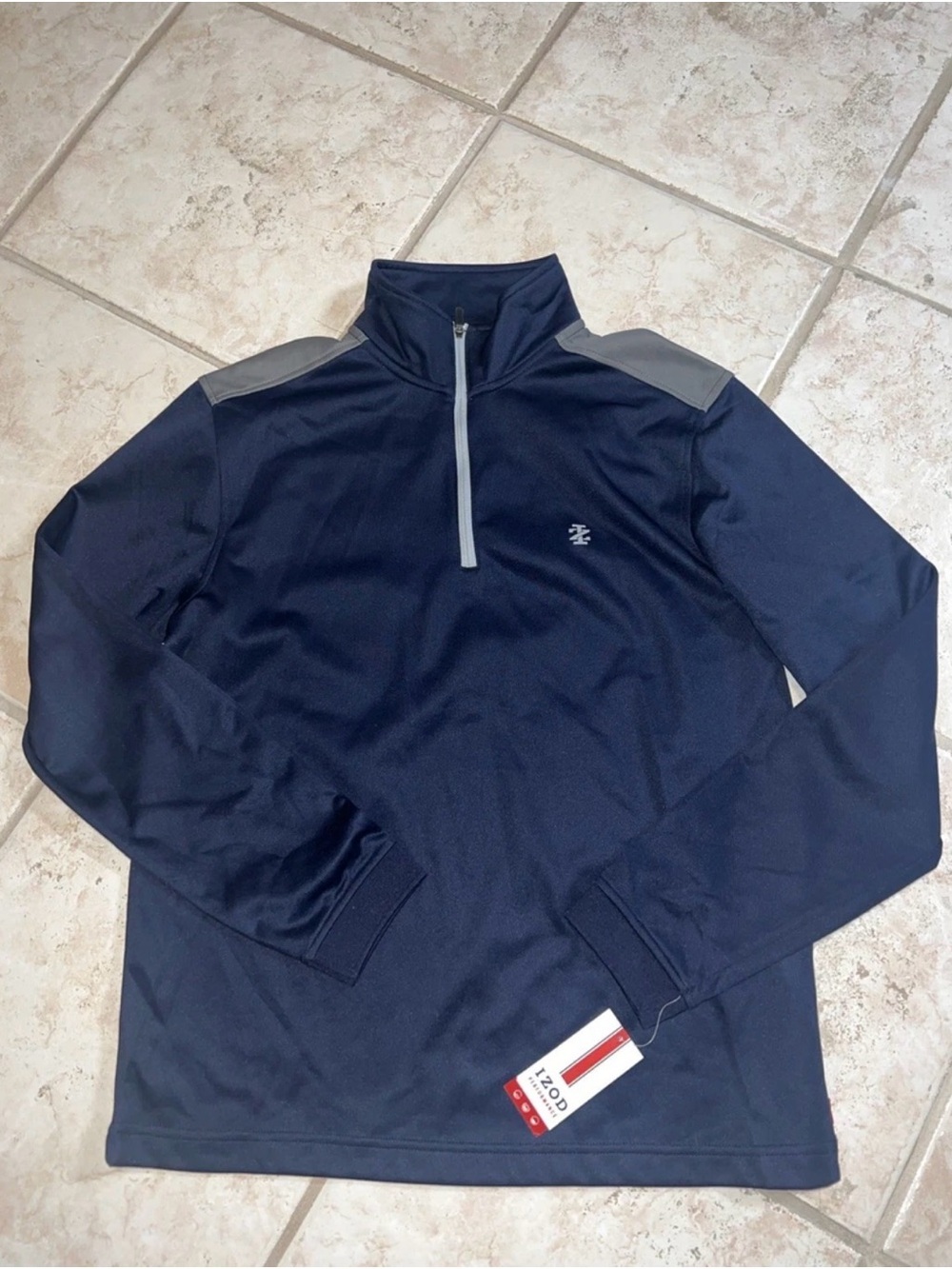 NEW With Tags Men’s Izod 3/4 Zip Sweatshirt Navy Blue Long Sleeve Size Small